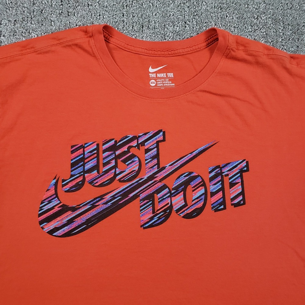 NIKE Shirt Mens 2XL Orange Just Do It Swoosh Logo Sportswear Tee - Picture 2 of 10